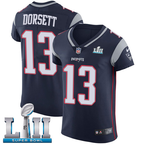 Nike Patriots #13 Phillip Dorsett Navy Blue Team Color Super Bowl LII Men's Stitched NFL Vapor Untouchable Elite Jersey